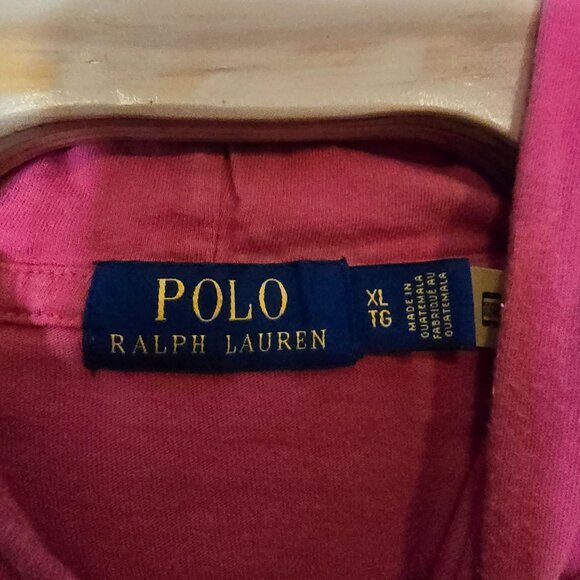 Polo Ralph Lauren Hooded Tee Shirt Size XL Long Sleeve Red Drawstring Logo - Picture 4 of 5